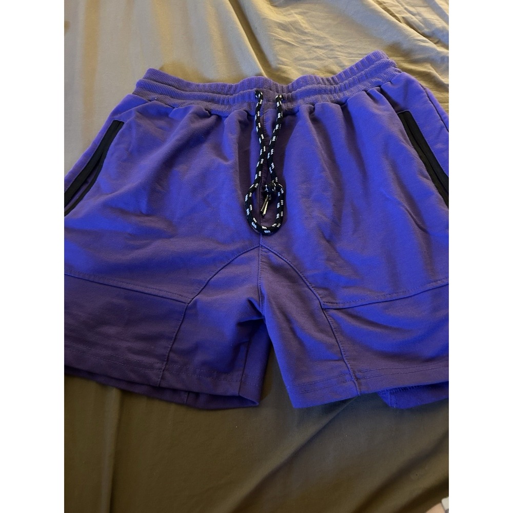Women's Purple Athletic Shorts XL Drawstring Elastic Waist Zip Pockets‎
